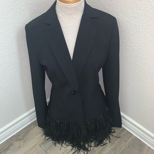 Ostrich feather trimmed blazer!